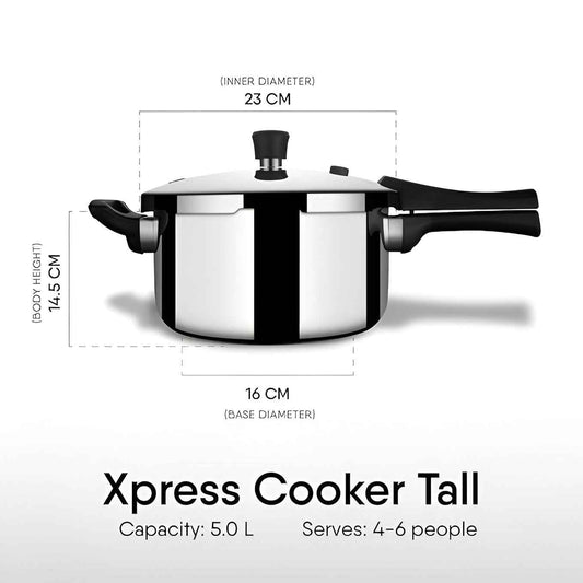 Stahl Xpress Triply Pressure Cooker, 5 liters, Tall