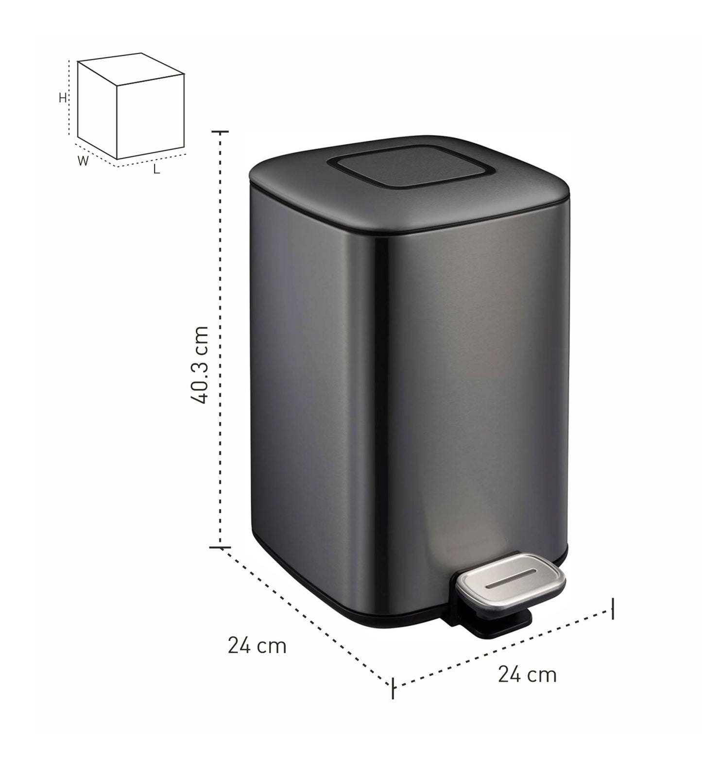 Obsessions Regent Stainless Steel Dustbin 12 Ltr Black – with ergonomic design