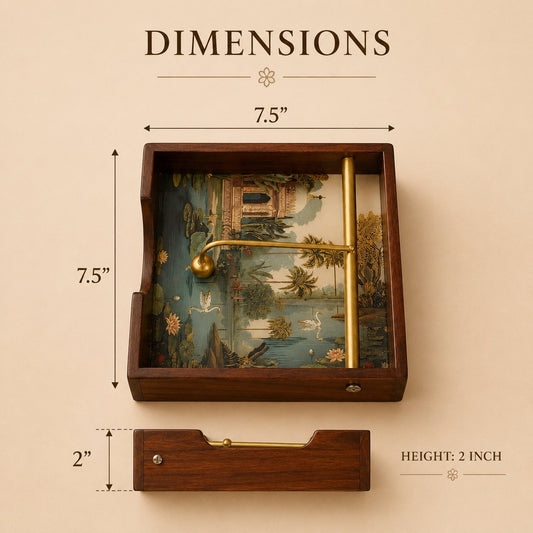 Tropical Serenity Wooden Napkin Stand - Dimensions