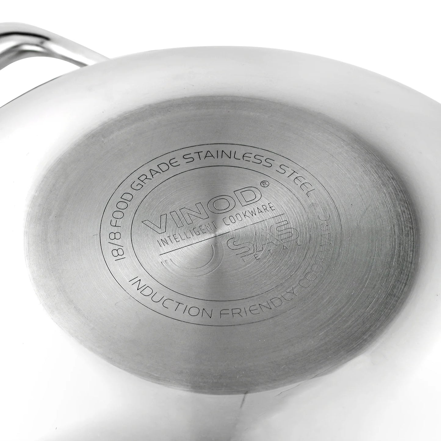 Vinod Platinum Triply Kadhai SS Lid 28cm 3.7L with Induction Friendly Base and Durable Stainless Steel Design