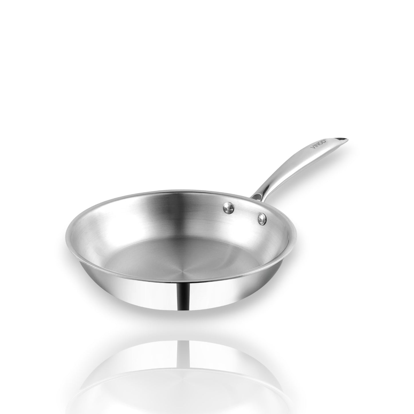 Vinod Platinum Triply Stainless Steel Frypan 24cm with a sleek design for even cooking and durability