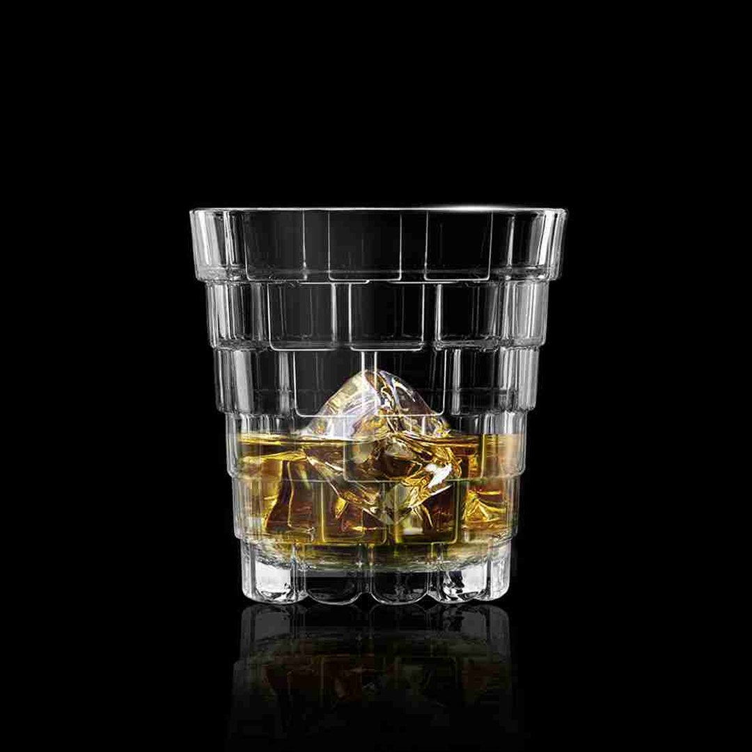 RCR Stack DOF crystal glasses - whiskey on black