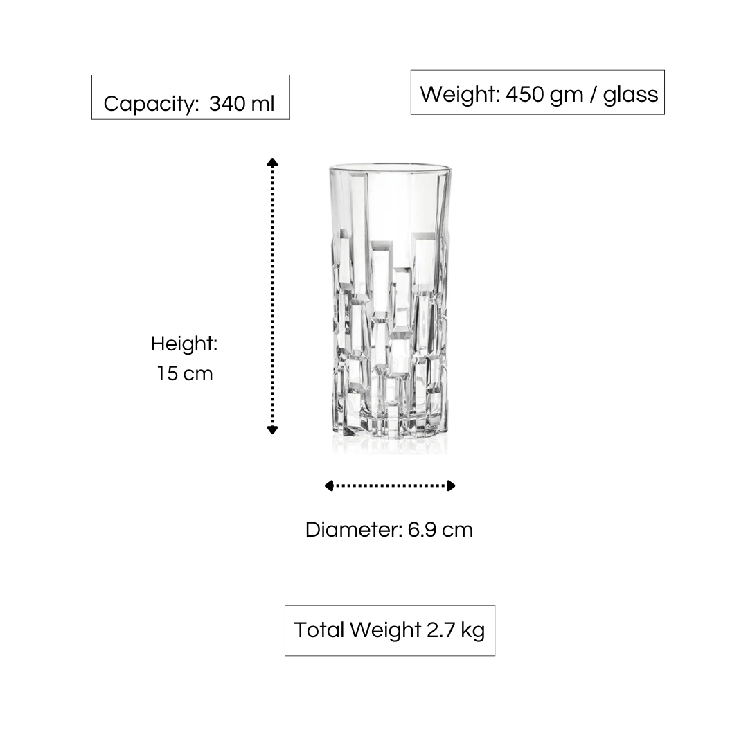 RCR Etna Highball Glasses, 340 ml, Set of 6