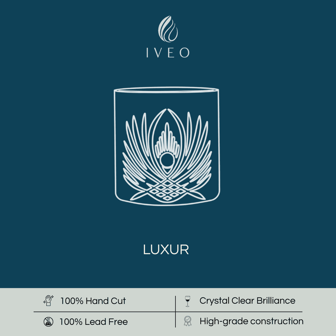 Iveo Crystalline Luxur Crystal Whisky Glass, 300ml, Set of 6