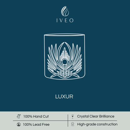 Iveo Crystalline Luxur Crystal Whisky Glass, 300ml, Set of 6
