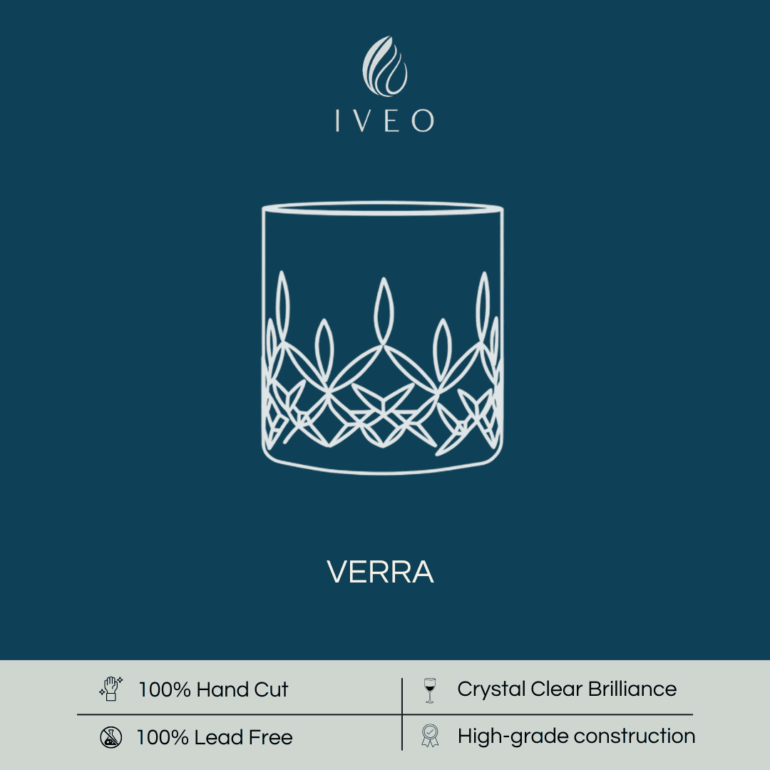 Iveo Crystalline Verra Crystal Whisky Glass, 300ml, Set of 6