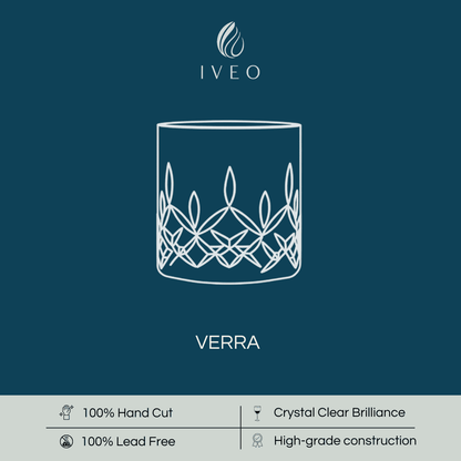 Iveo Crystalline Verra Crystal Whisky Glass, 300ml, Set of 6