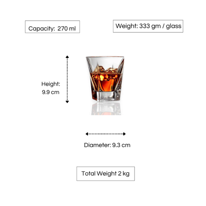 RCR Fusion DOF Crystal Whiskey Glasses, 270ml, Set of 6