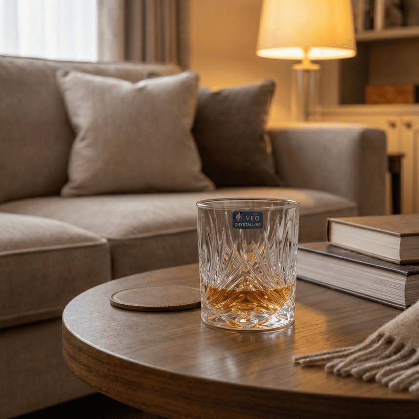 Iveo Crystalline Luxur Crystal Whisky Glass, 300ml, Set of 6