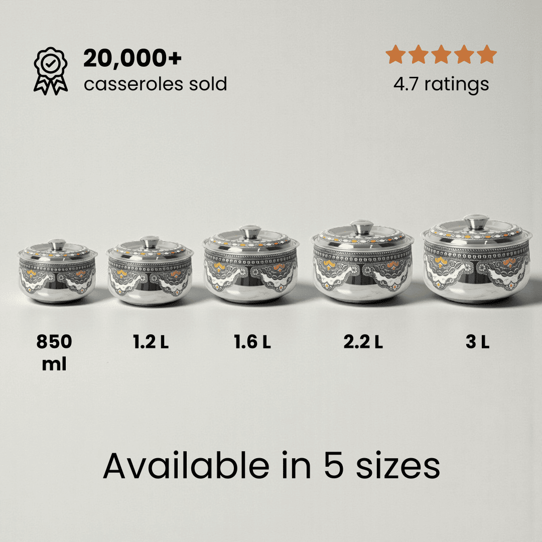 Antique Stainless Steel Roti Pot, Casserole, 850ml