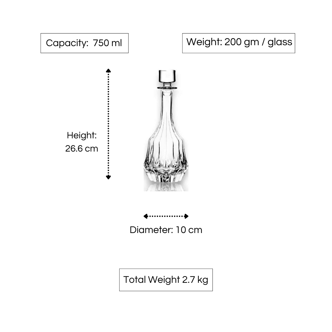 RCR Adagio Crystal Glass Whiskey Decanter Bottle Round, 750ml