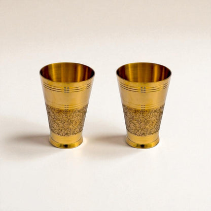 The Ice Etched Brass Glass Set of 2, 400ml