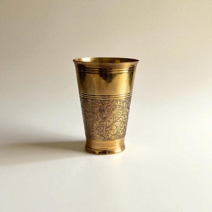 The Ice Etched Brass Glass Set of 2, 300ml