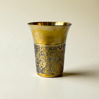 The Heritage Etched Brass Glass Set of 2, 300ml