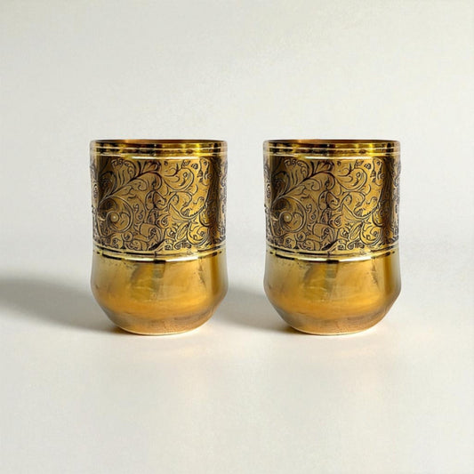 The Elephant Etched Brass Glass Set of 2, 300ml