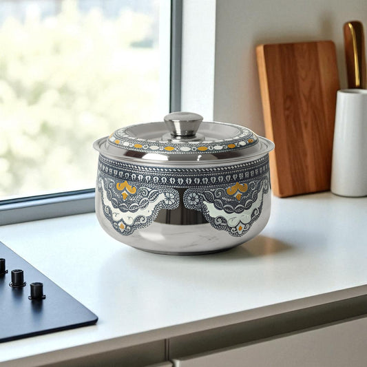 Antique Stainless Steel Roti Pot, Casserole, 850ml