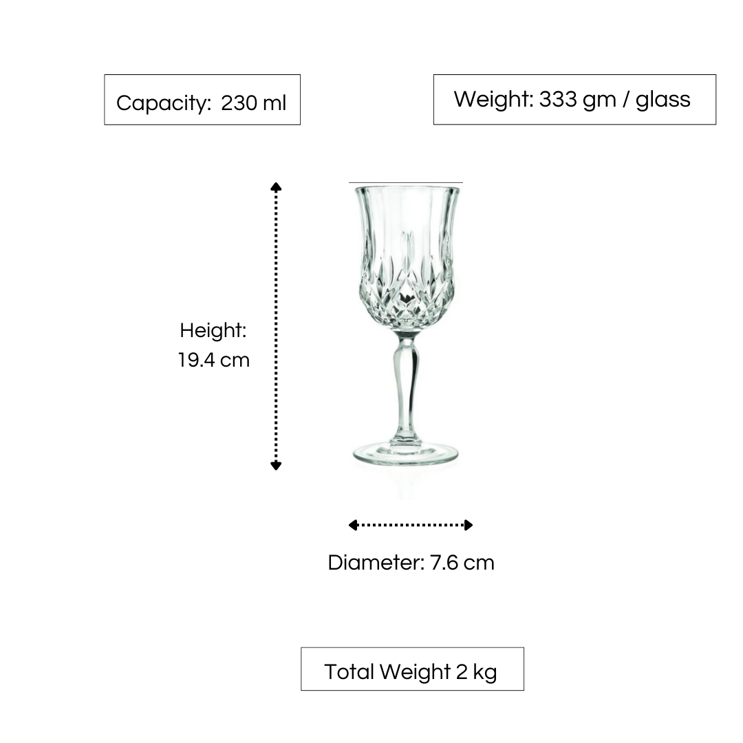 RCR Opera Red Wine Glasses Set of 6, 230 ml