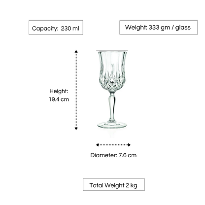 RCR Opera Red Wine Glasses Set of 6, 230 ml