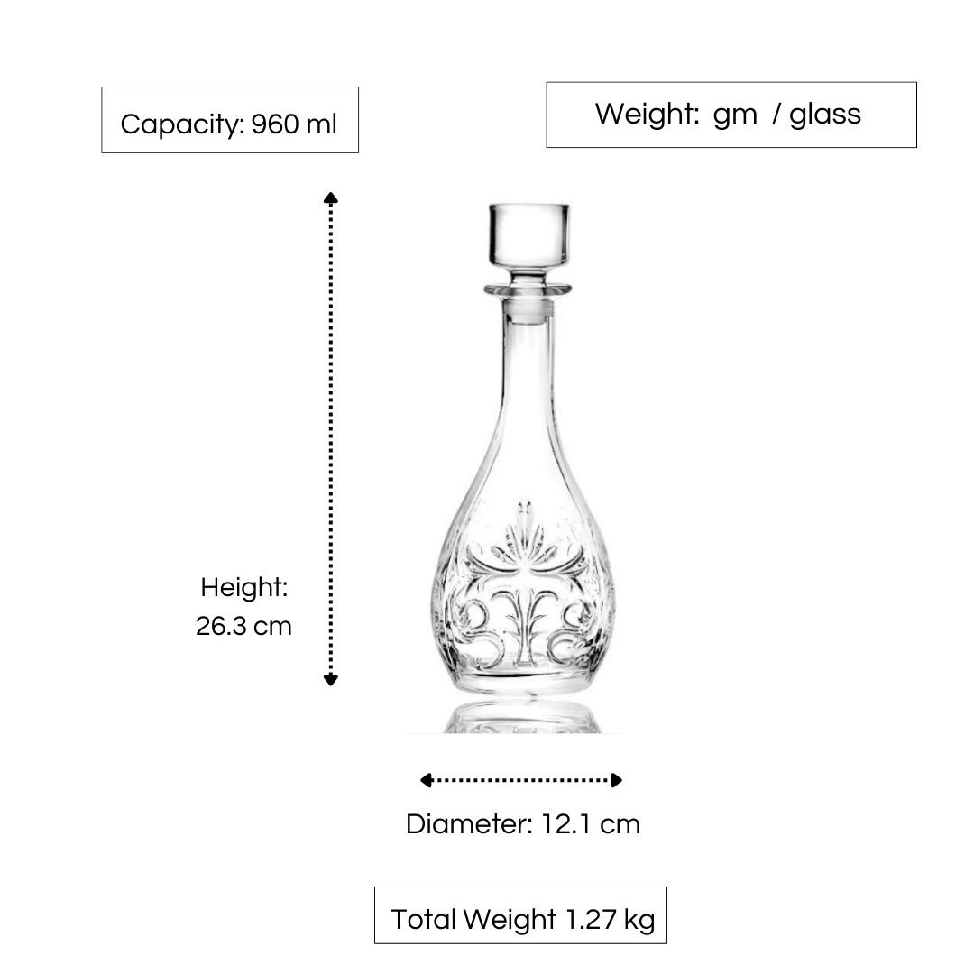RCR Tattoo Round Crystal Glass Whiskey Decanter Bottle , 960ml