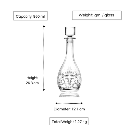 RCR Tattoo Round Crystal Glass Whiskey Decanter Bottle , 960ml