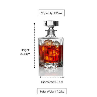 RCR Timeless Crystal Glass Whiskey Decanter Bottle , 750ml