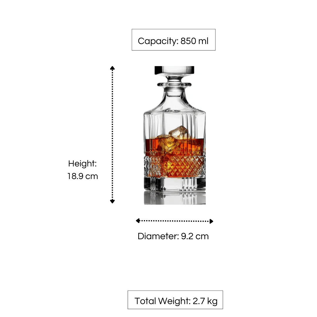 RCR Brillante Crystal Glass Whiskey Decanter Bottle, 850ml