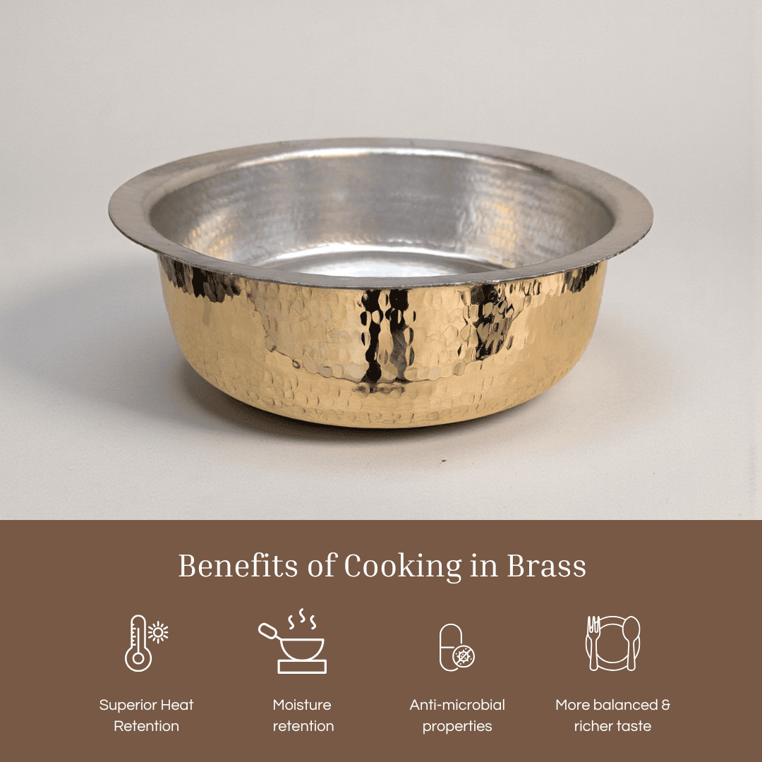 Tamira Pure Brass Lagan with lid, 3L