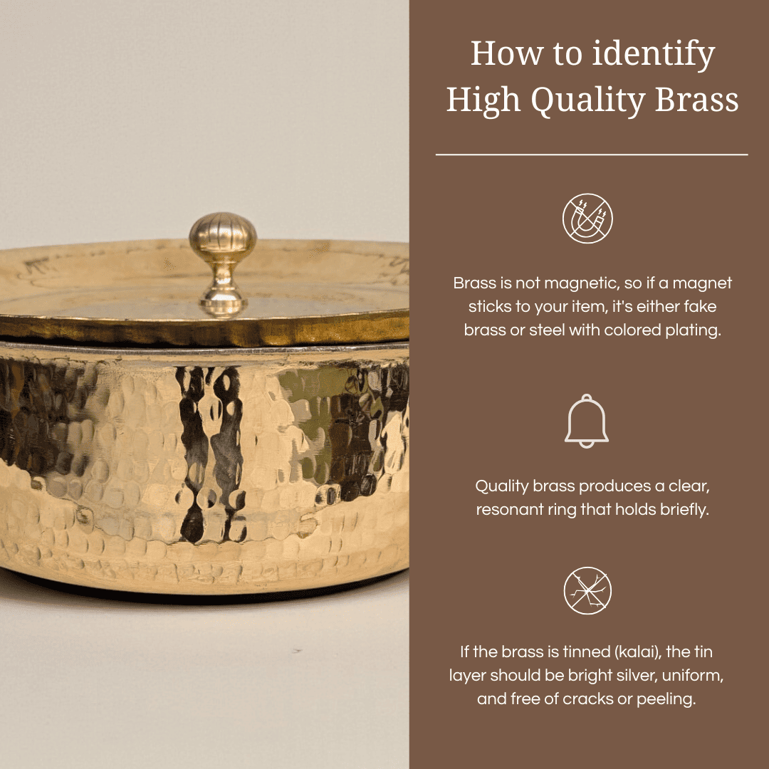 Tamira Pure Brass Lagan with lid, 3L