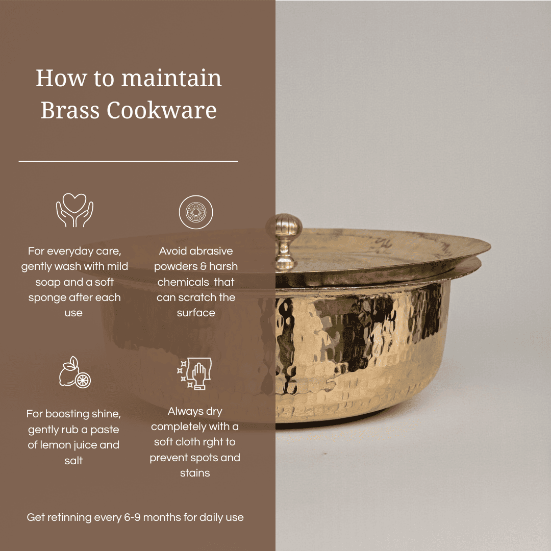 Tamira Pure Brass Lagan with lid, 3L