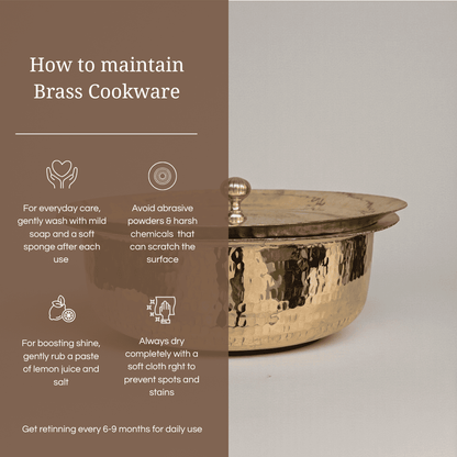 Tamira Pure Brass Lagan with lid, 3L