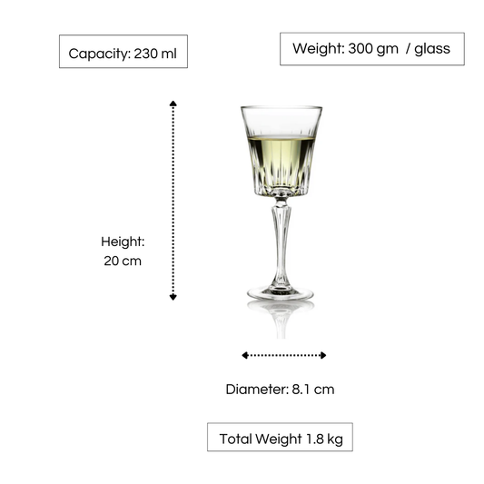 RCR Timeless White Wine Goblet, 230 ml, Set of 6