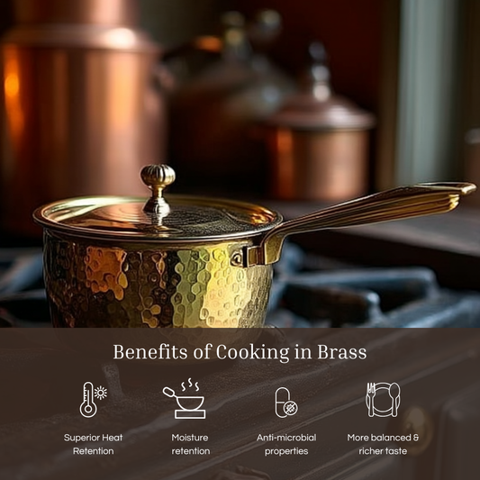 Tamira Pure Brass Saucepan With Brass Handle & Lid. 1.1 Litre