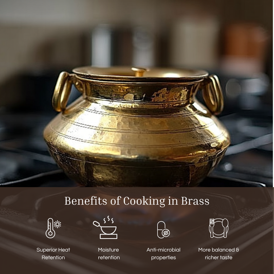 Tamira Pure Brass Degchi Patili with Lid, 3.4 Litre