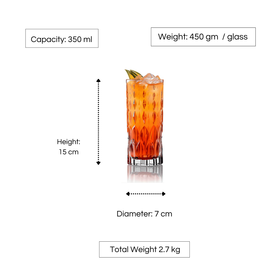 RCR Marilyn Highball Glasses, 350ml, Set of 6