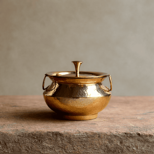 Tamira Pure Brass Serving Patili with stand, 800ml