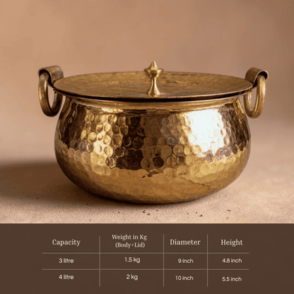 Tamira Pure Brass Madurai Handi, 3L