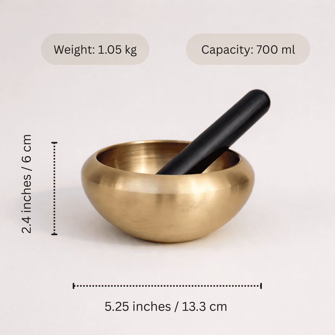 Pure Kansa Meditation Bowl / Om Bowl with Wooden Stick, Gift Box, Medium
