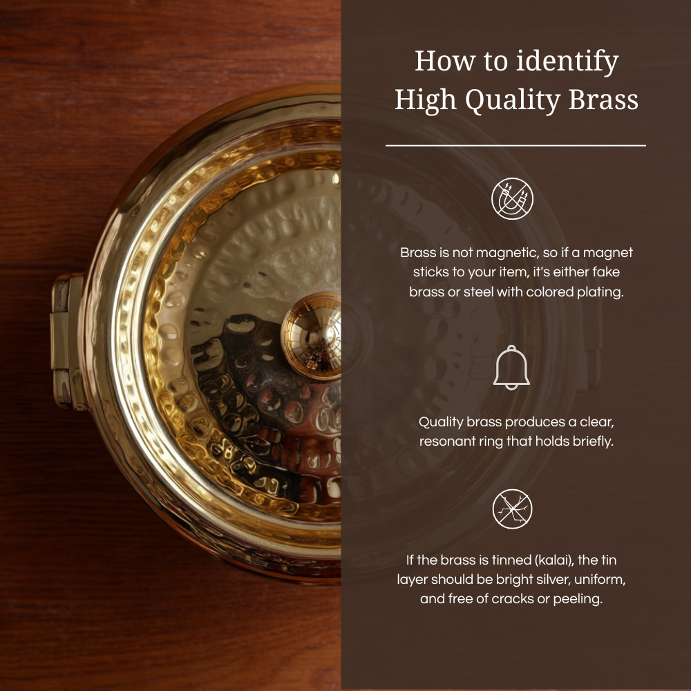 Tamira Pure Brass Patila / Tope With Lid, 5 Litre