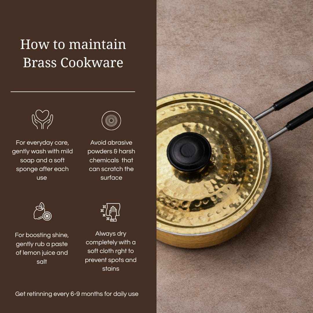 Tamira Pure Brass Saucepan With Insulated Handle & Lid, 2.4 litre