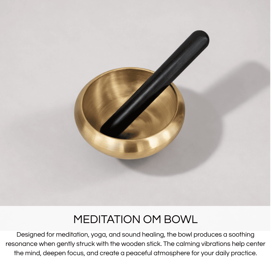 Pure Kansa Meditation Bowl / Om Bowl with Wooden Stick, Gift Box, Large