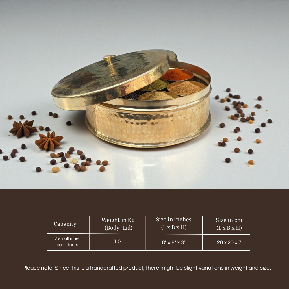 Tamira Pure Brass Masala Box / Spice Box