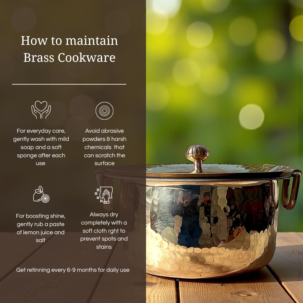 Tamira Pure Brass Patila / Tope With Lid, 5 Litre