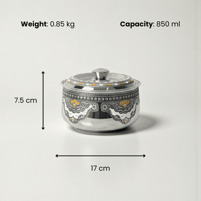 Antique Stainless Steel Roti Pot, Casserole, 850ml