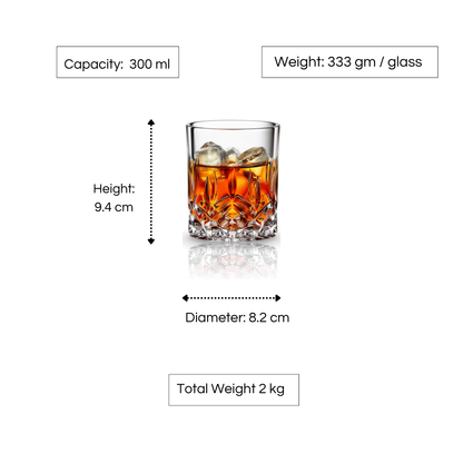 RCR Opera DOF Crystal Whiskey Glasses, 300ml, Set of 6