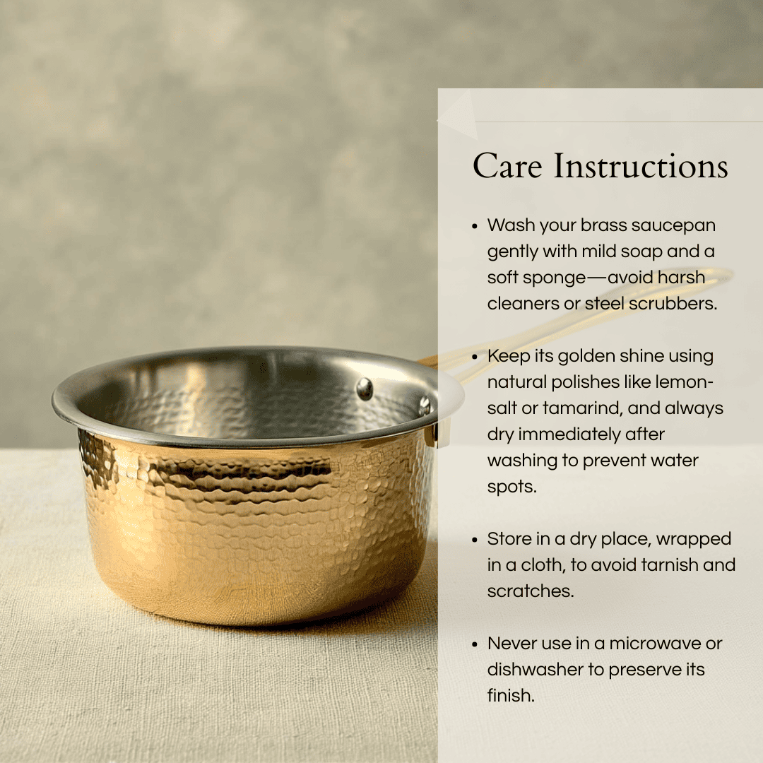 Brass SaucePan, Hammered Finish, 2.5 Litre