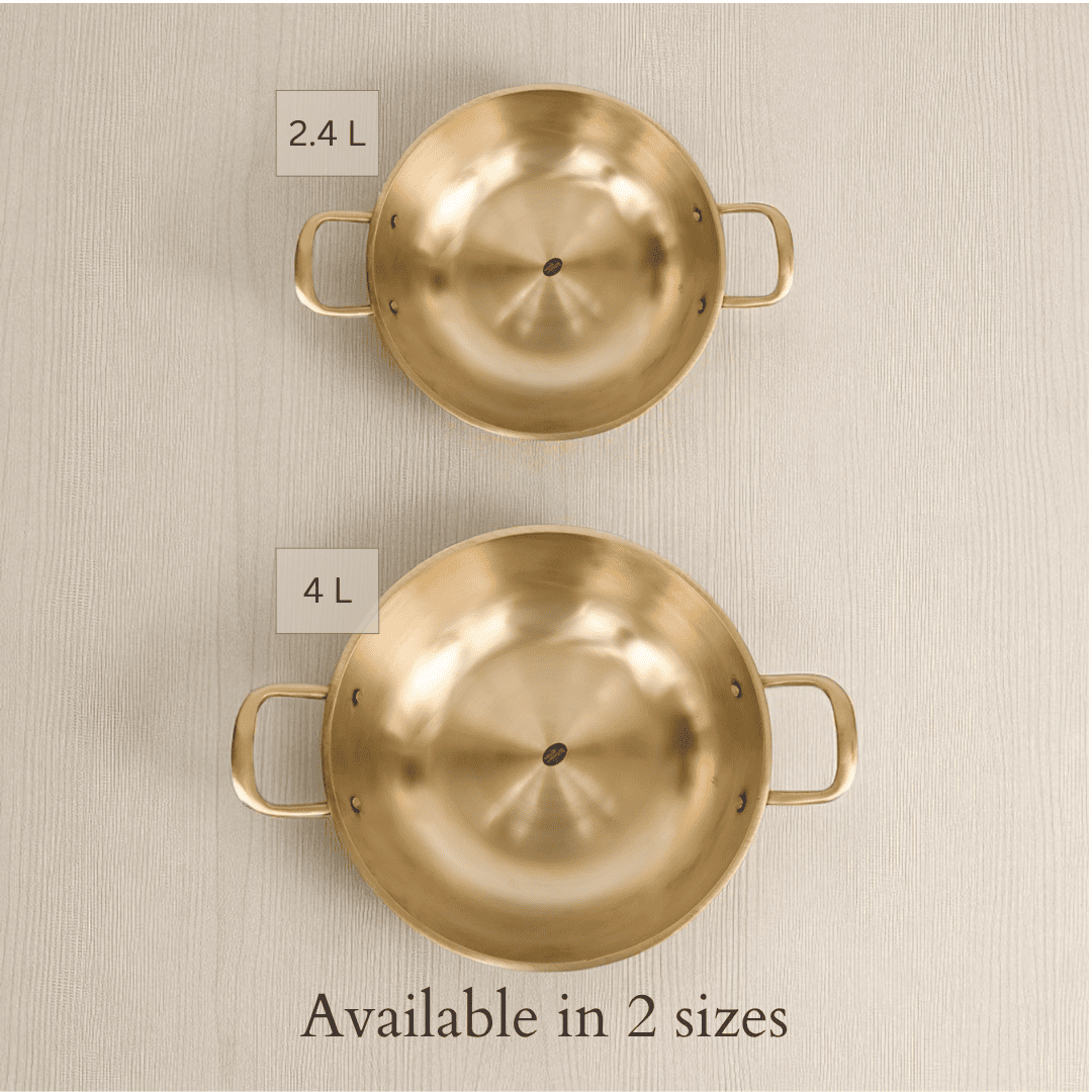 Kansa kadai with broad handles, 4 litres