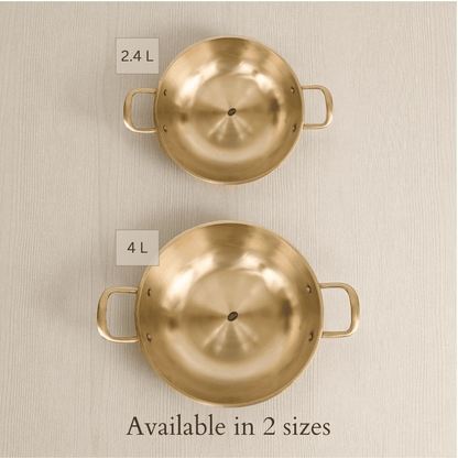 Kansa kadai with broad handles, 4 litres