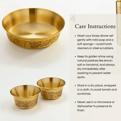 Heritage Pure Brass Dinner Set with Thali, 6 pcs