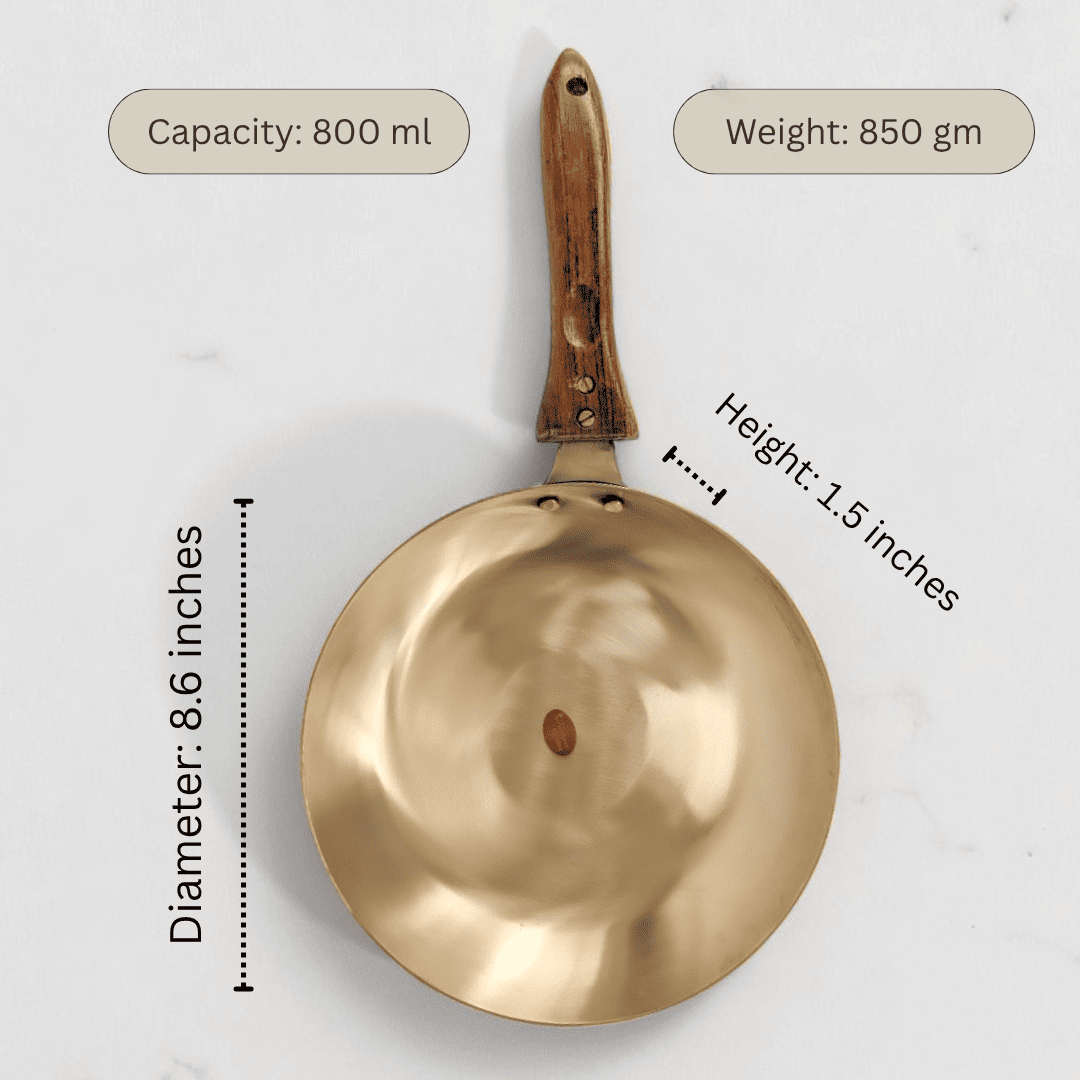 Kansa Frying Pan, Matte Finish, 800ml, 22cm