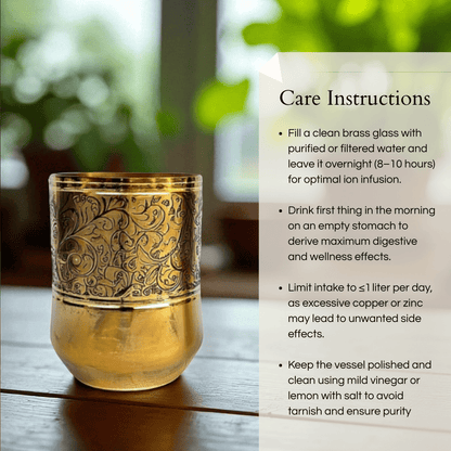 The Elephant Etched Brass Glass Set of 2, 300ml